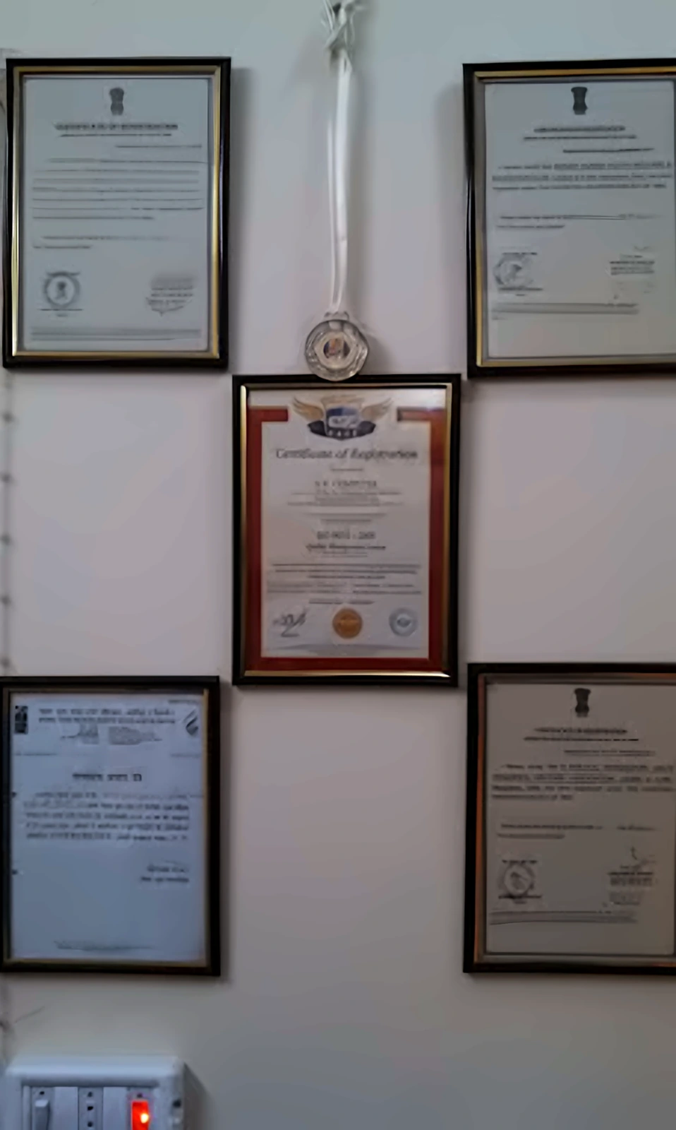 Certificates and recognitions displayed at SK Institute